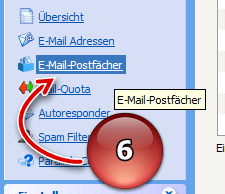 Confixx Navigation E-Mail Postfächer aufrufen