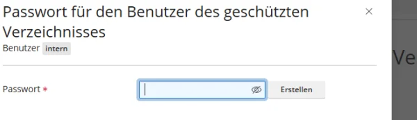 Fenster Passwort f&uuml;r den Benutzer des gesch&uuml;tzten Verzeichnisses mit der Schaltfl&auml;che Erstellen